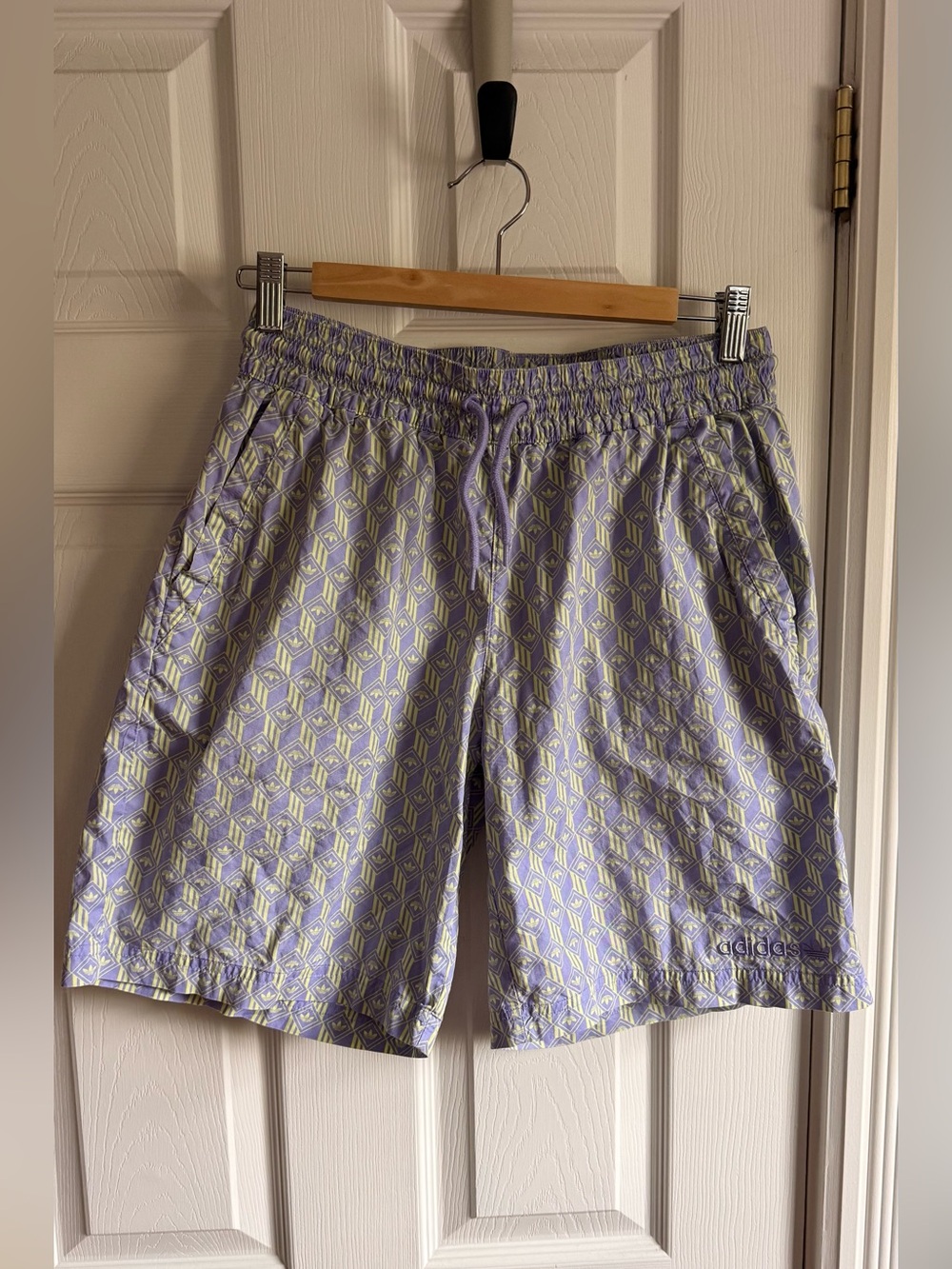 adidas Lavender and Yellow Geometric Print Shorts